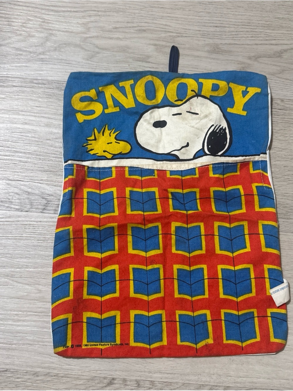 Vintage Snoopy & Woodstock Cotton Wall Hanging Organizer